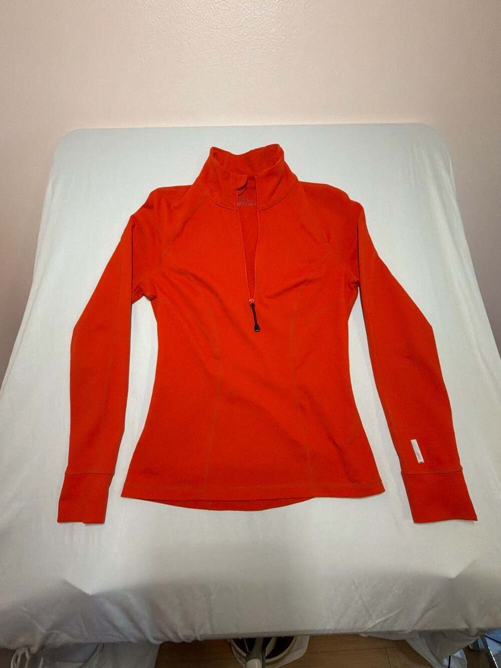 Zella Women's Orange Quarter Zip Long Sleeve Performance Top Size M